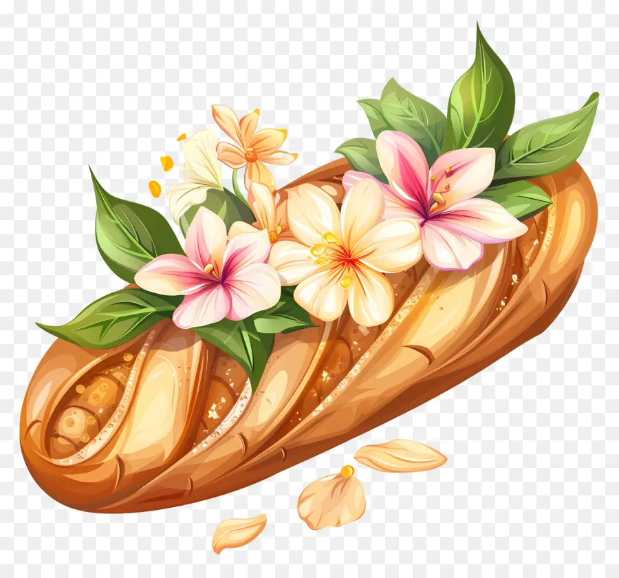 Baguette，Pan Con Flores PNG