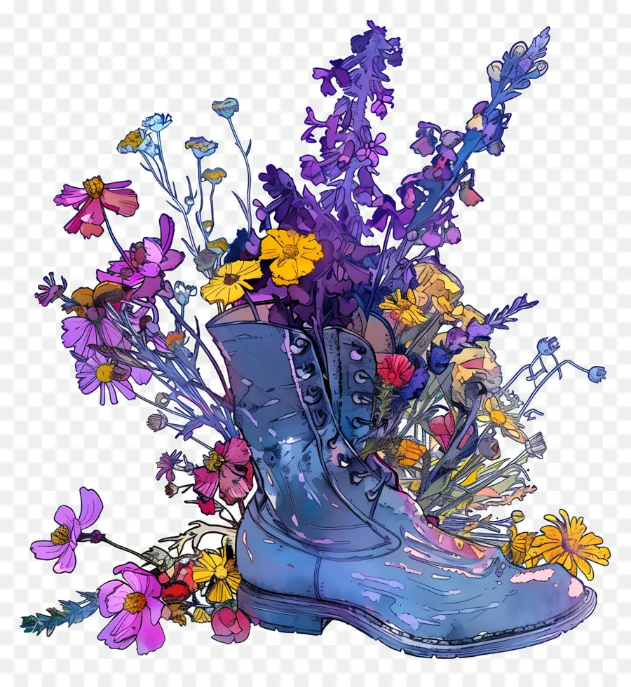 Flores En La Bota，Arrancar Con Flores PNG