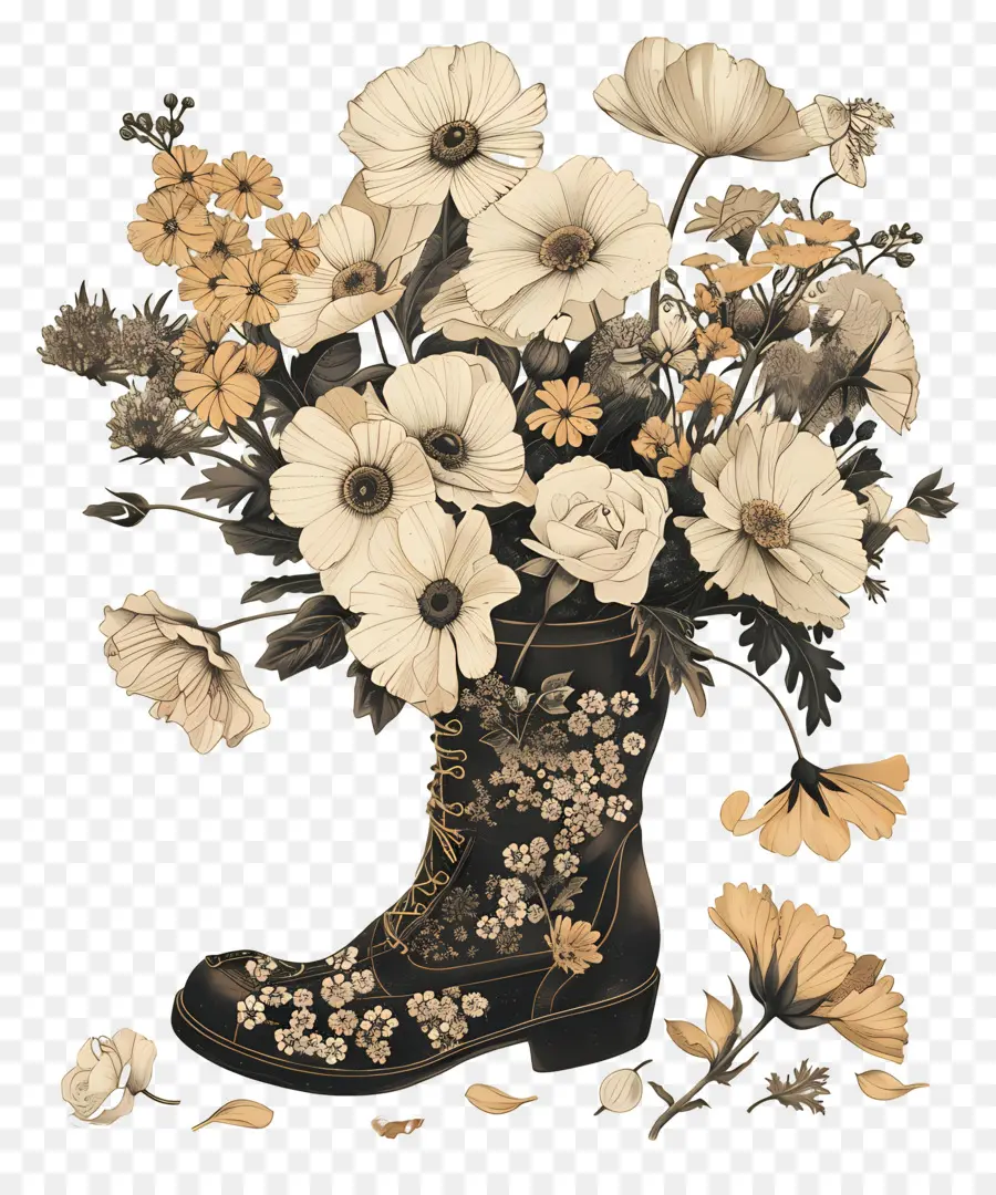 Flores En La Bota，Arrancar Con Flores PNG