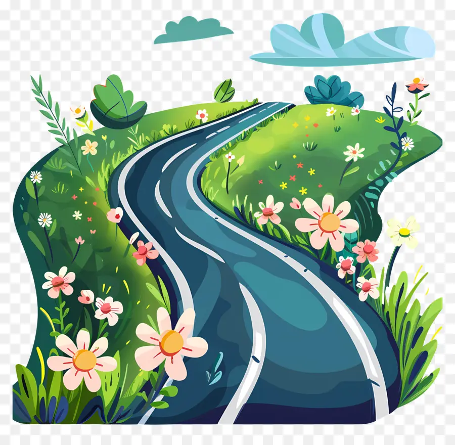 Carretera，Flores PNG