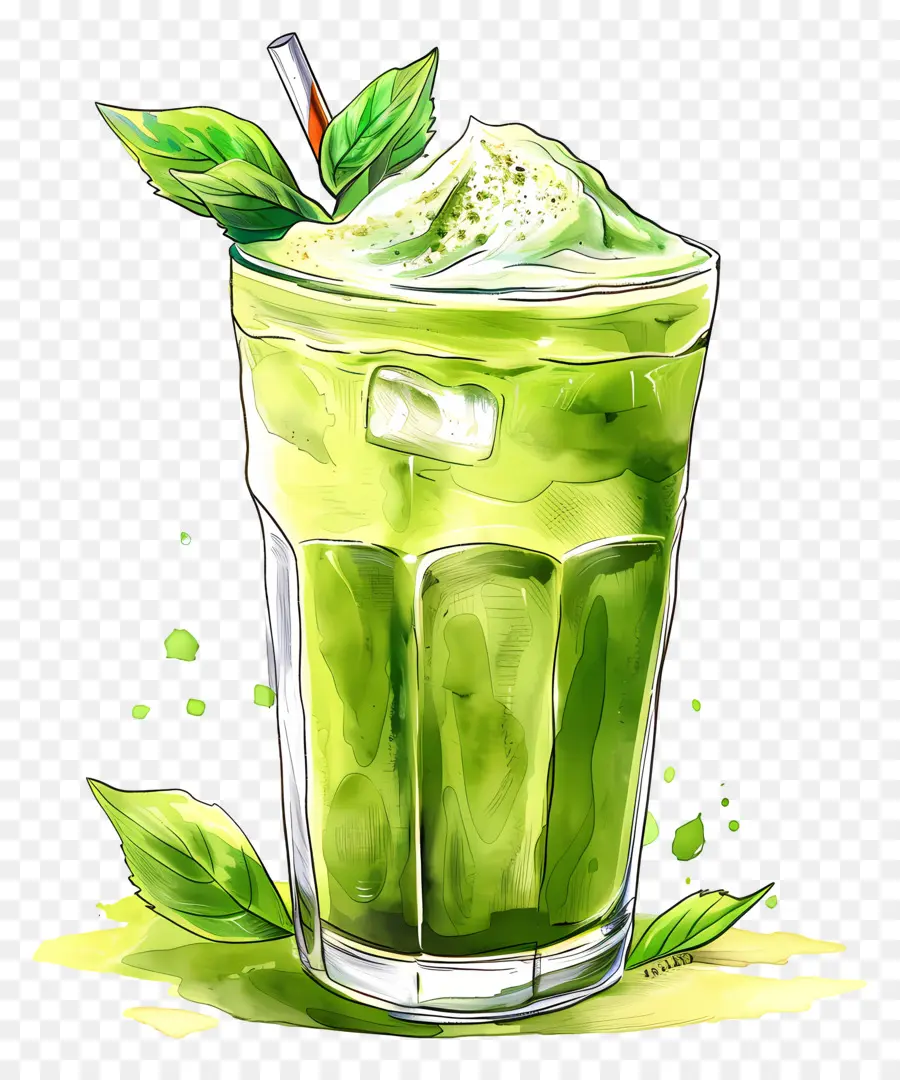 Bebida Matcha，Bebida Verde PNG