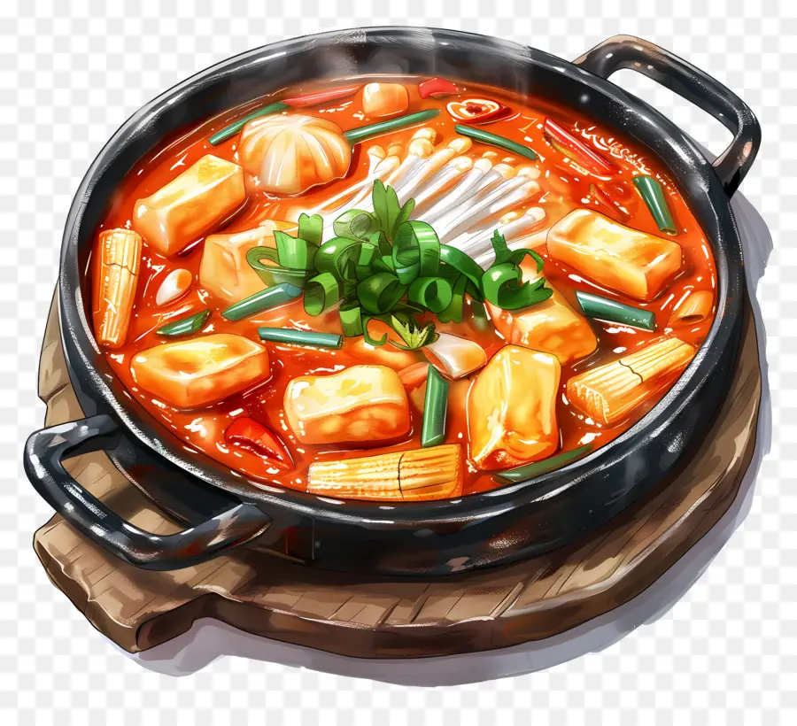 Cheesy Tteokbokki，Olla Caliente PNG