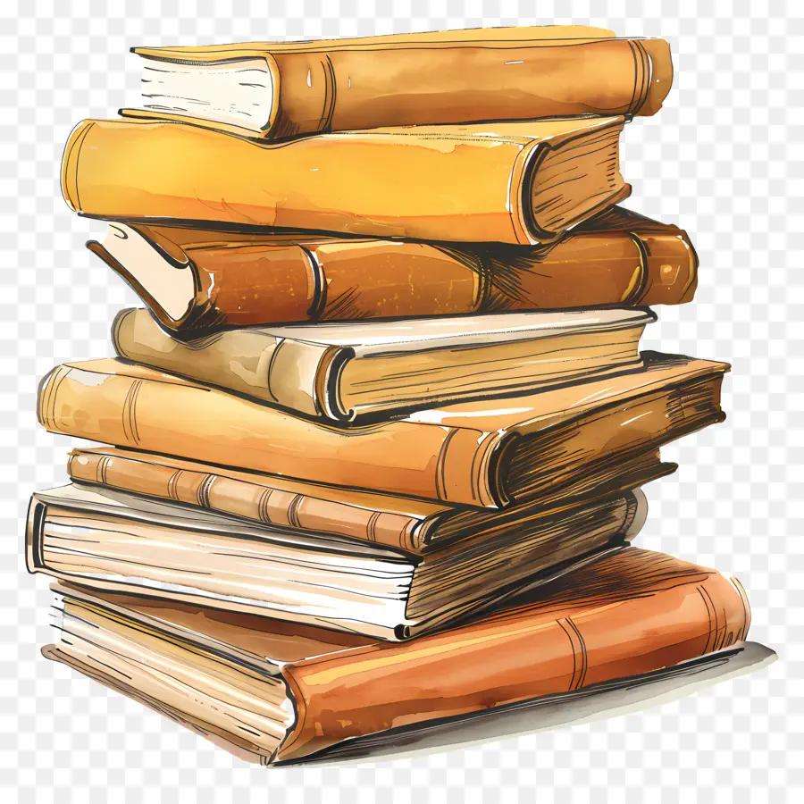 Libros Ocre，Pila De Libros PNG