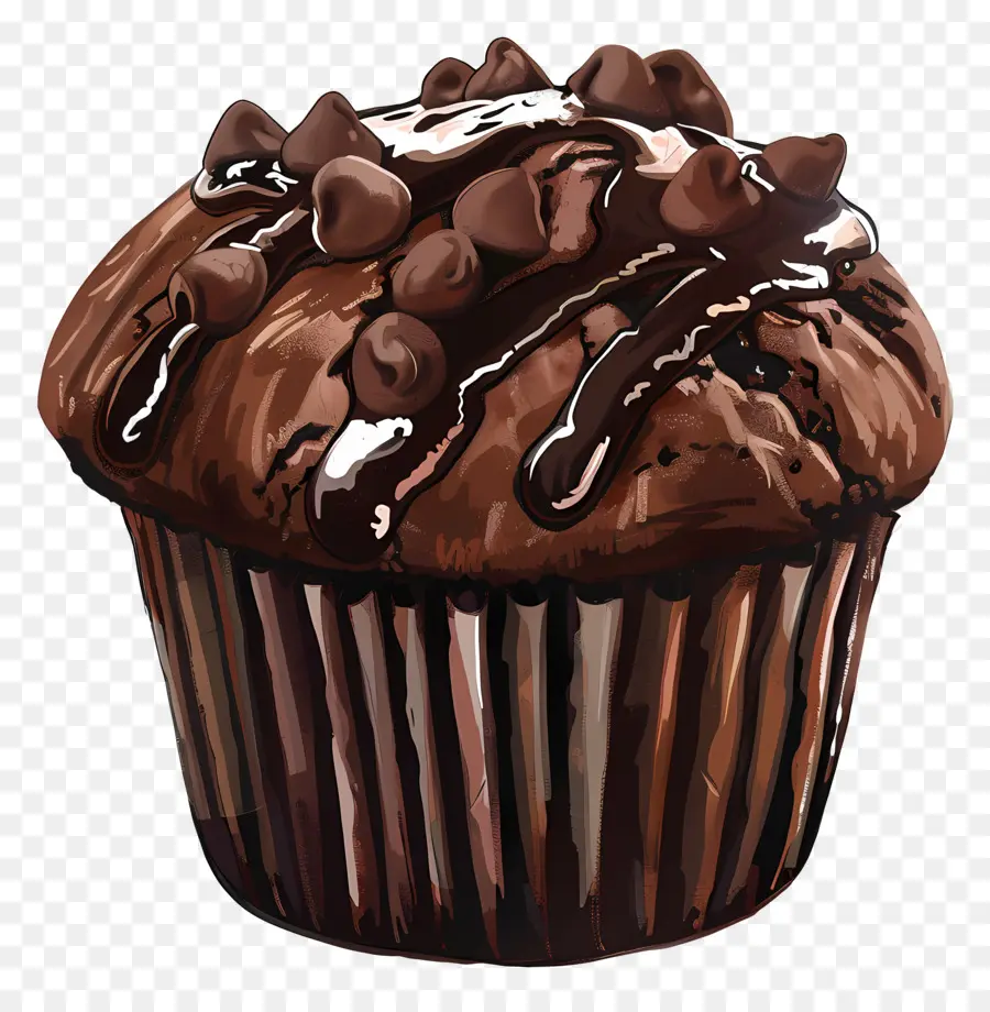 Muffin De Chocolate Doble，Postre De Chocolate PNG