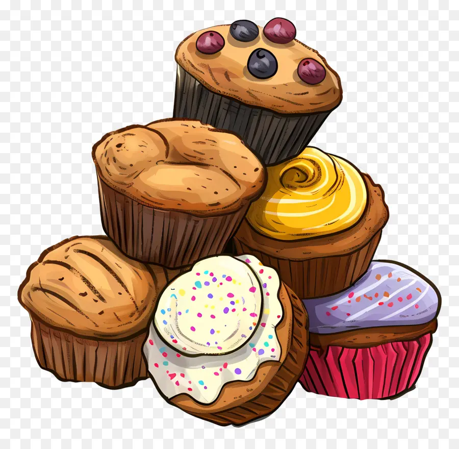 Pila De Muffins，Cupcakes PNG