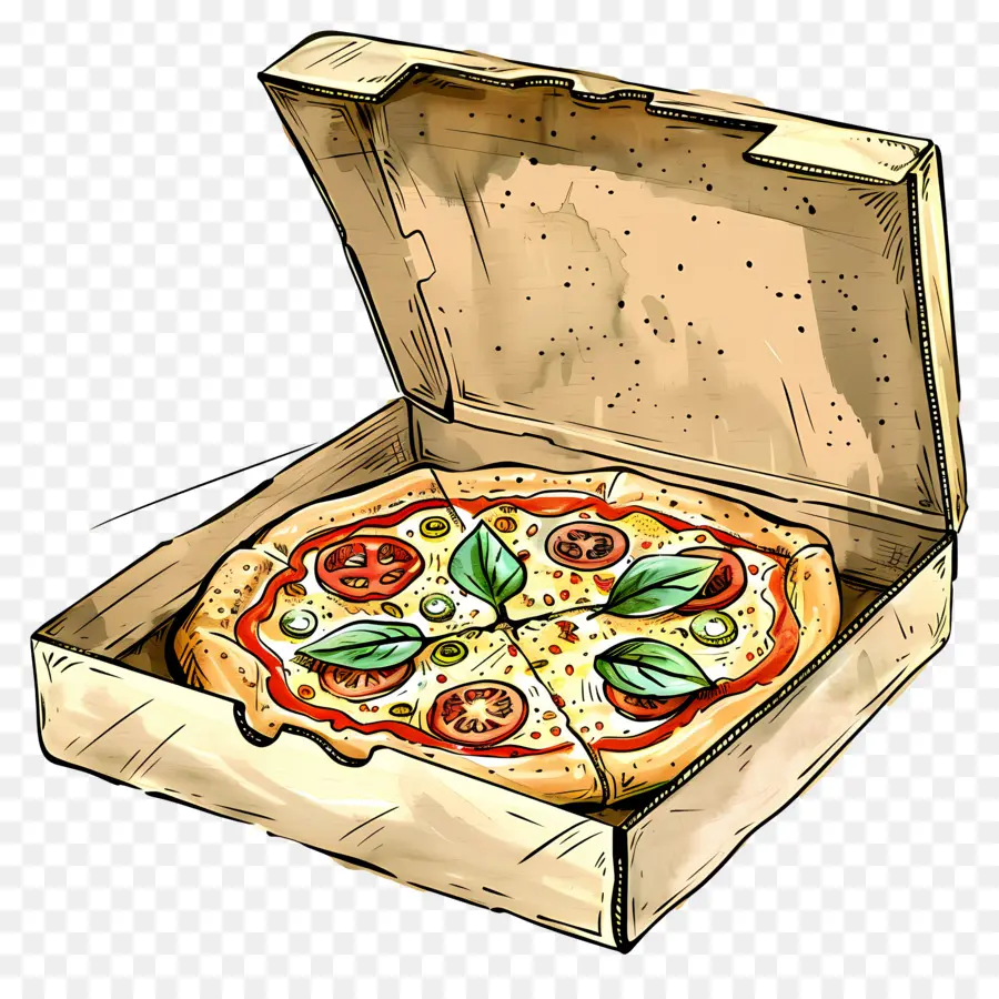 Caja Con Pizza，Pizza En Caja PNG