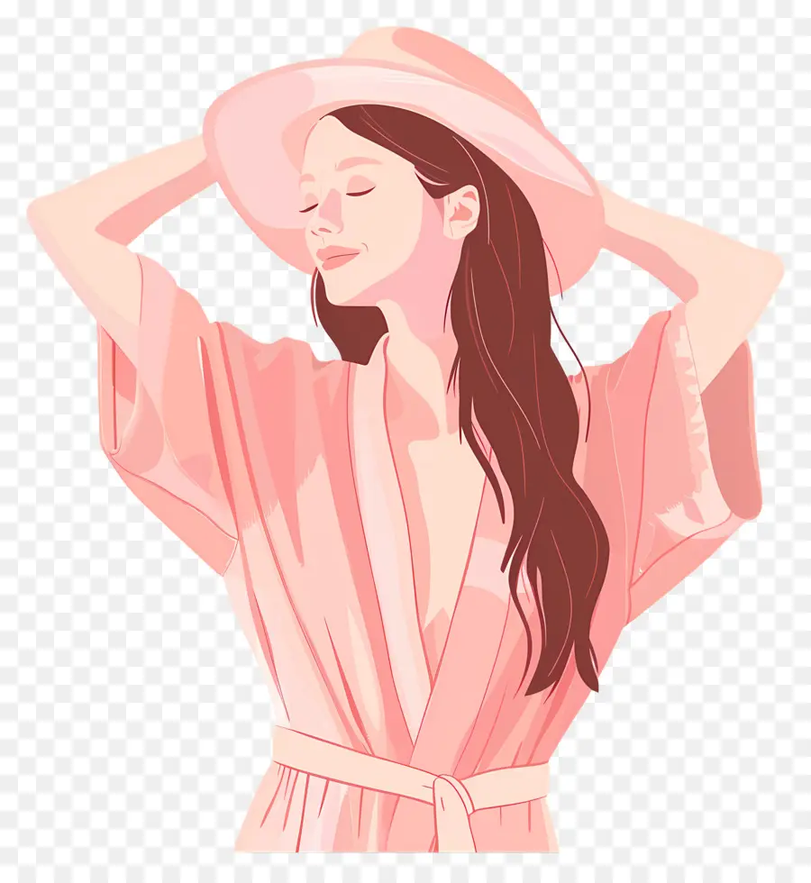 Moda Mujer，Mujer Con Sombrero PNG