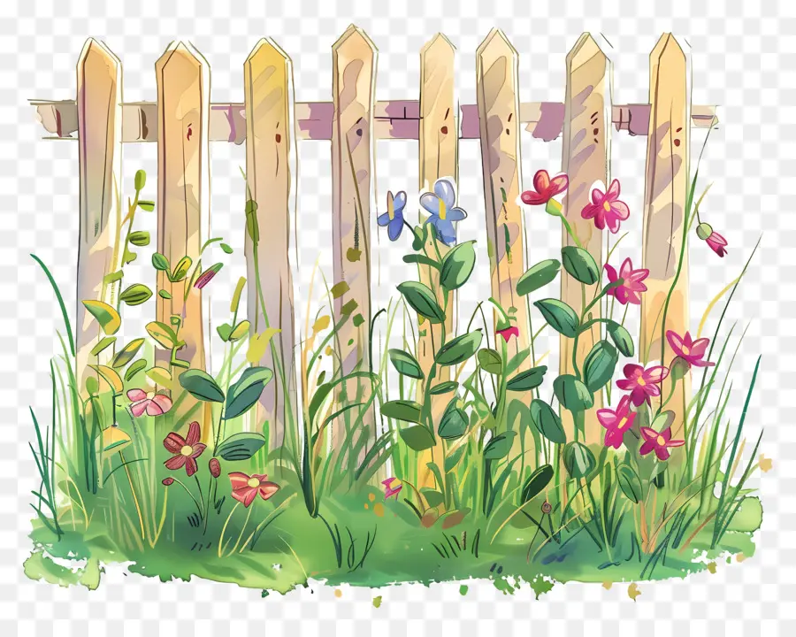 Valla De Jardín，Valla De Madera Con Flores PNG