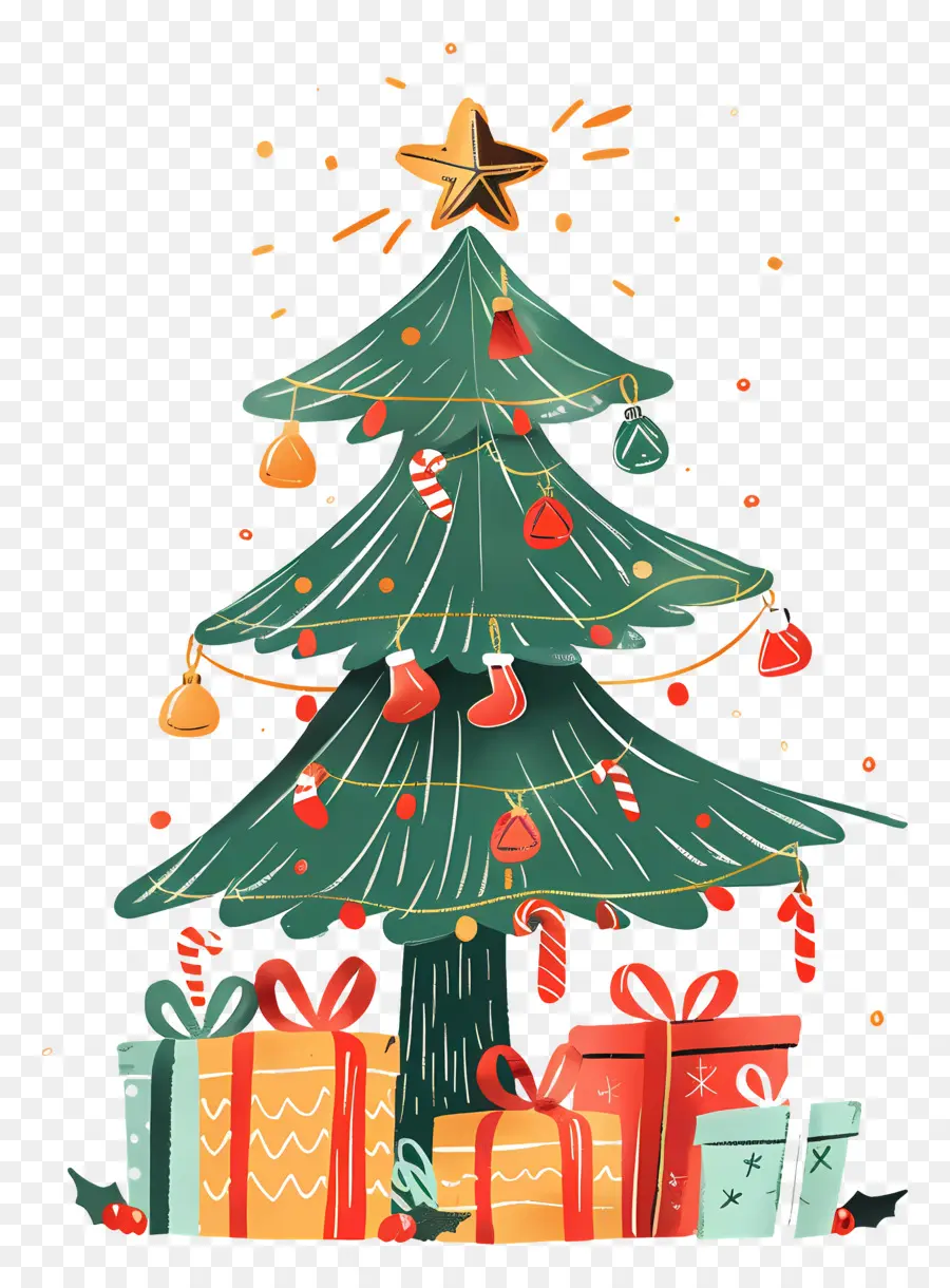 árbol De Navidad，Árbol De Navidad Con Regalos PNG