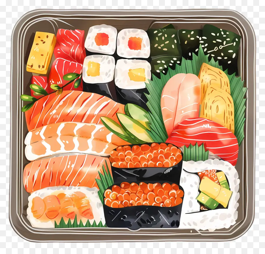 Caja Bento，Plato De Sushi PNG