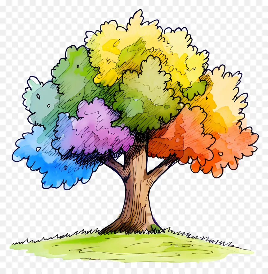 Árbol，Colorido árbol PNG