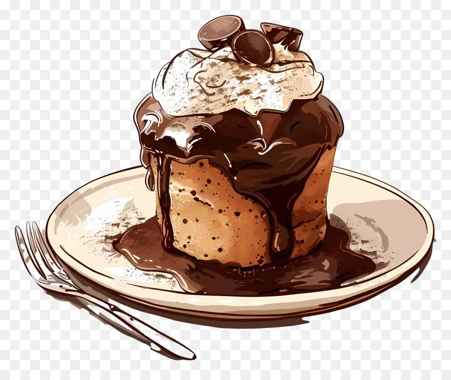 Soufflé De Chocolate Francés，Pastel De Chocolate PNG