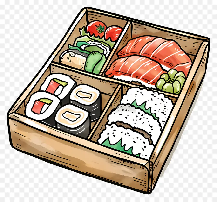 Caja Bento，Bento Box Con Sushi PNG