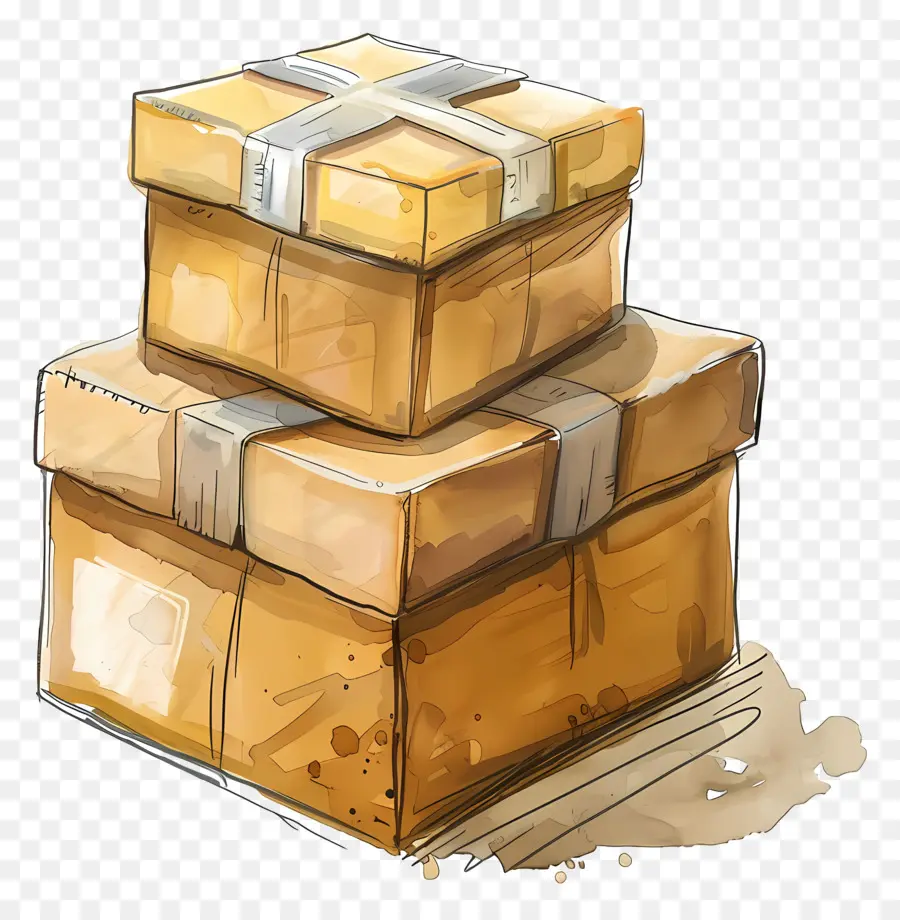 Caja De Envío，Cajas Apiladas PNG