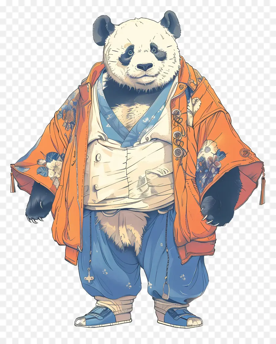 Panda，Panda En Ropa Tradicional PNG