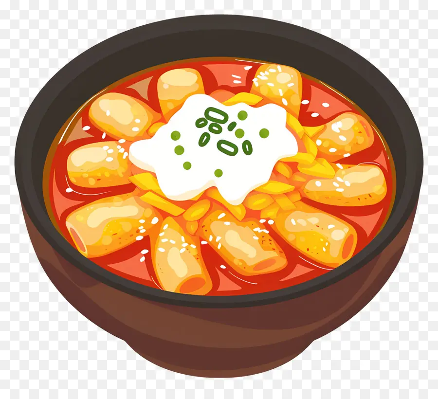 Cheesy Tteokbokki，Sopa Picante Con Coberturas PNG