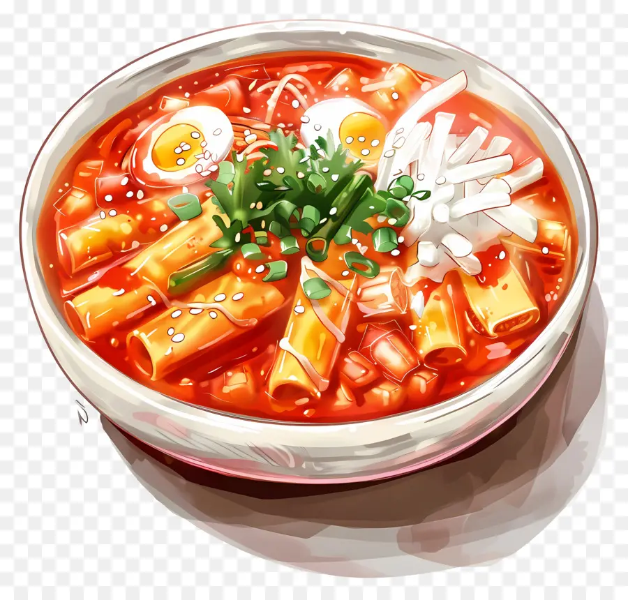 Cheesy Tteokbokki，Sopa De Fideos Picantes PNG