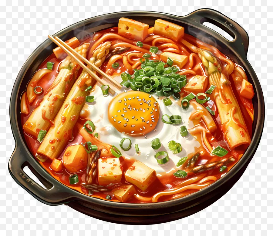 Tteokbokki Con Queso，Olla Caliente PNG