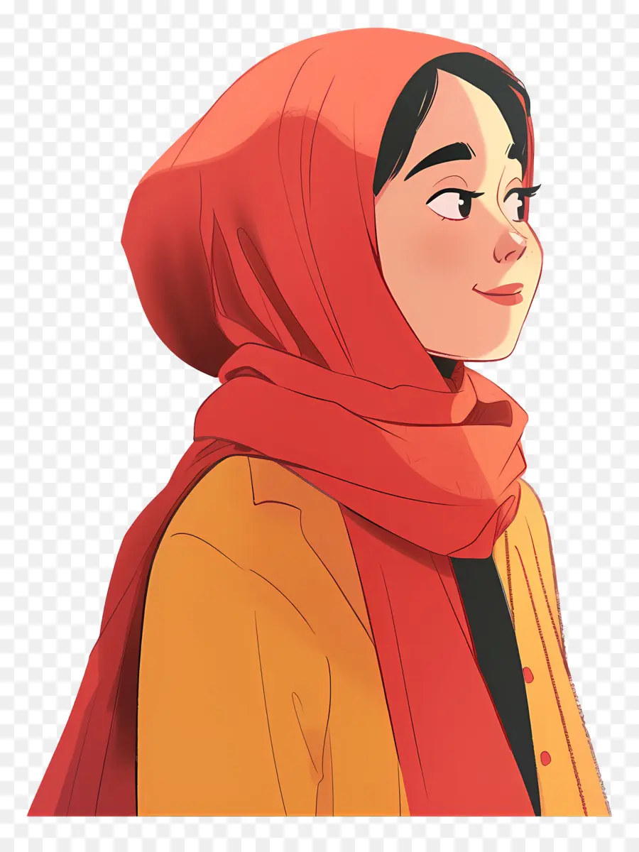 El Hiyab Chica，Chica En Bufanda Roja PNG