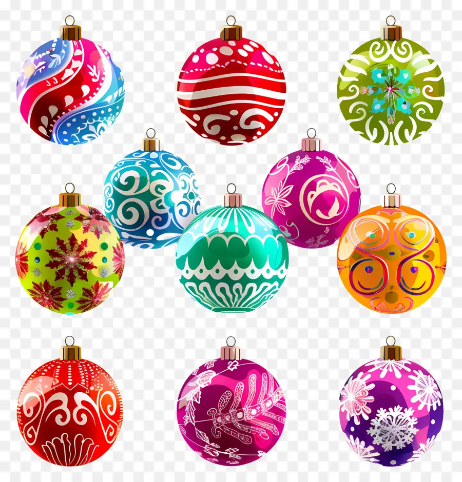 Bolas De Colores De Navidad，Adornos Navideños PNG