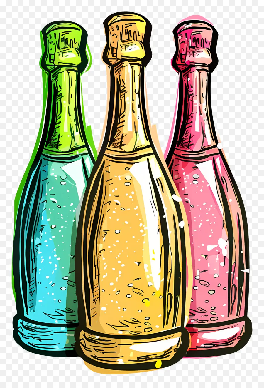 Champaña，Botellas De Colores PNG