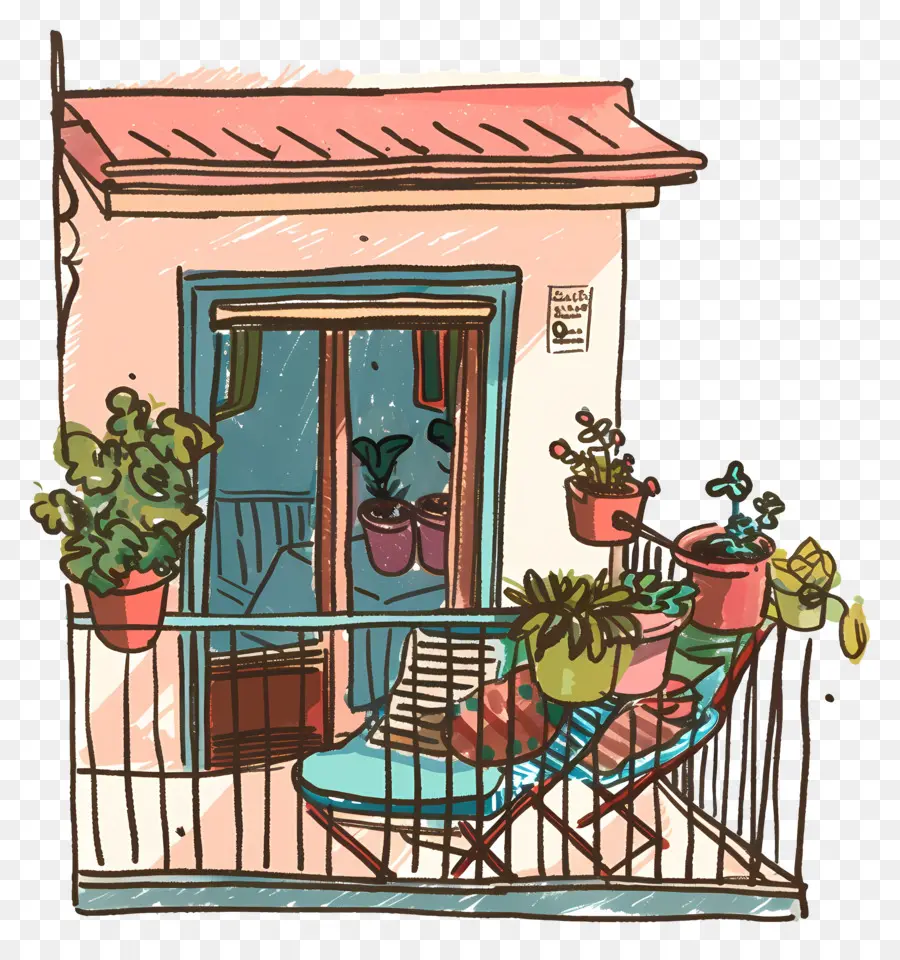 Balcón，Balcón Con Plantas PNG