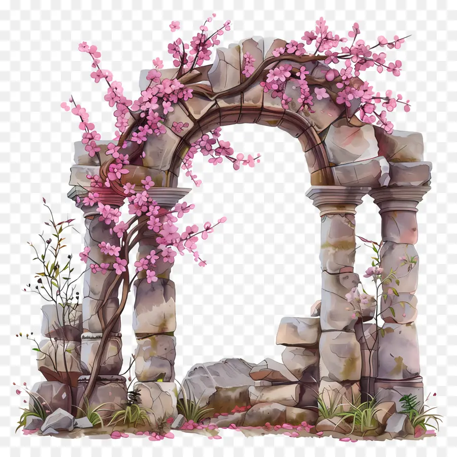 Archway Pink Blossom，Arco De Piedra PNG