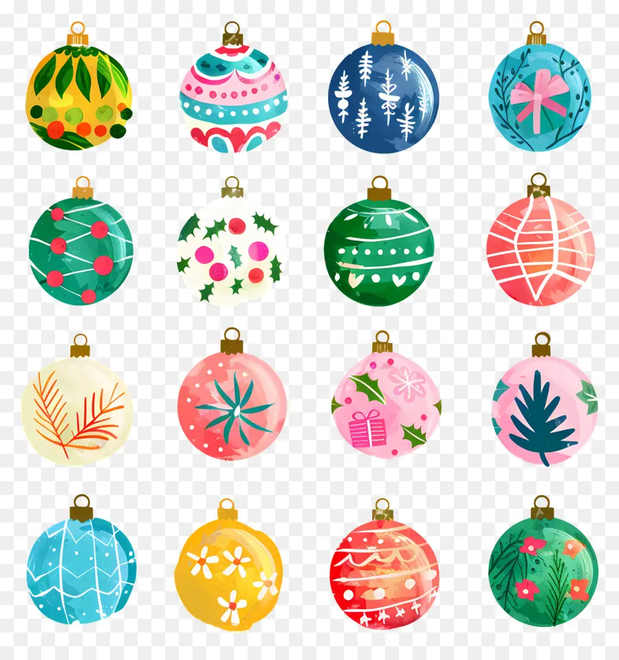 Bolas De Colores De Navidad，Adornos Navideños PNG