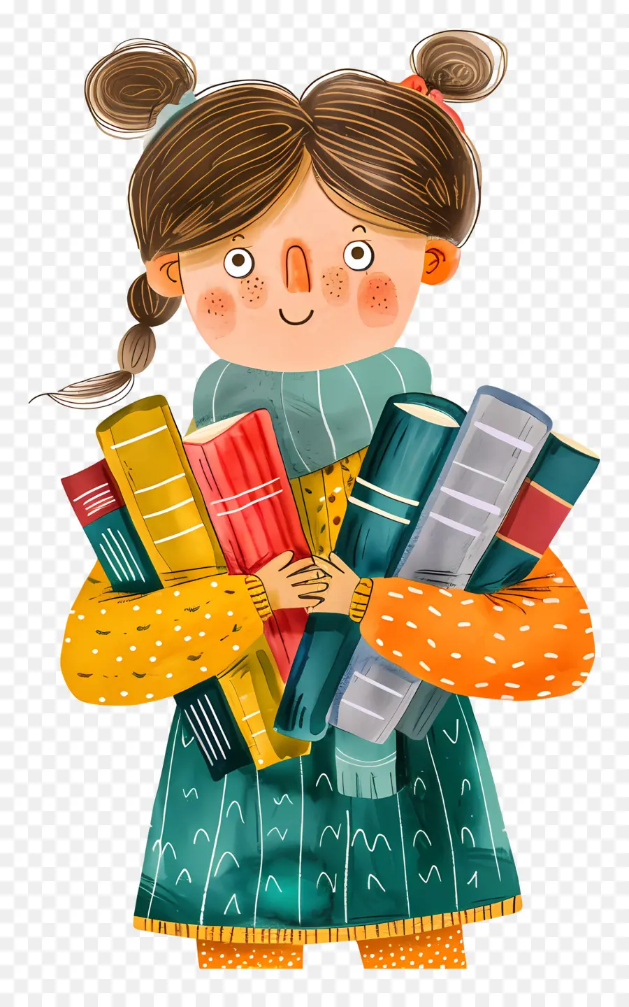 Chica Sosteniendo Libros，Chica Con Libros PNG