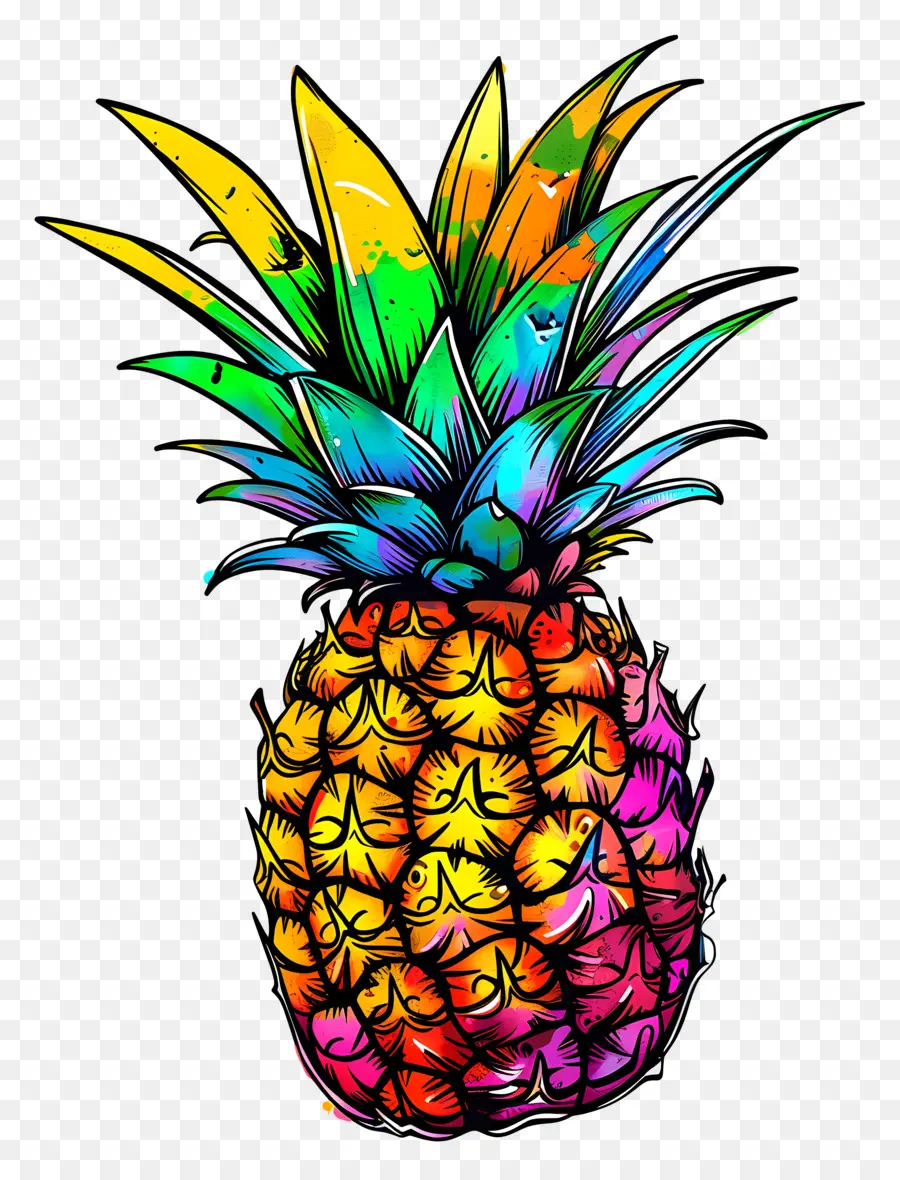 Piña，Piña Colorida PNG