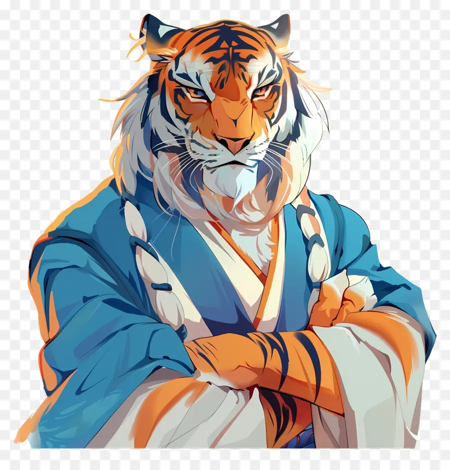 Tigre，Tigre En Túnica Azul PNG