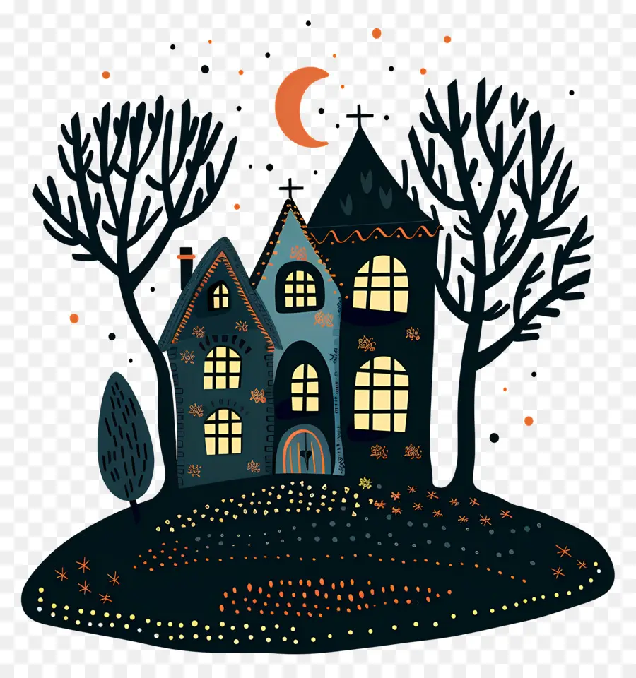 Casa Por La Noche，Casa Espeluznante PNG