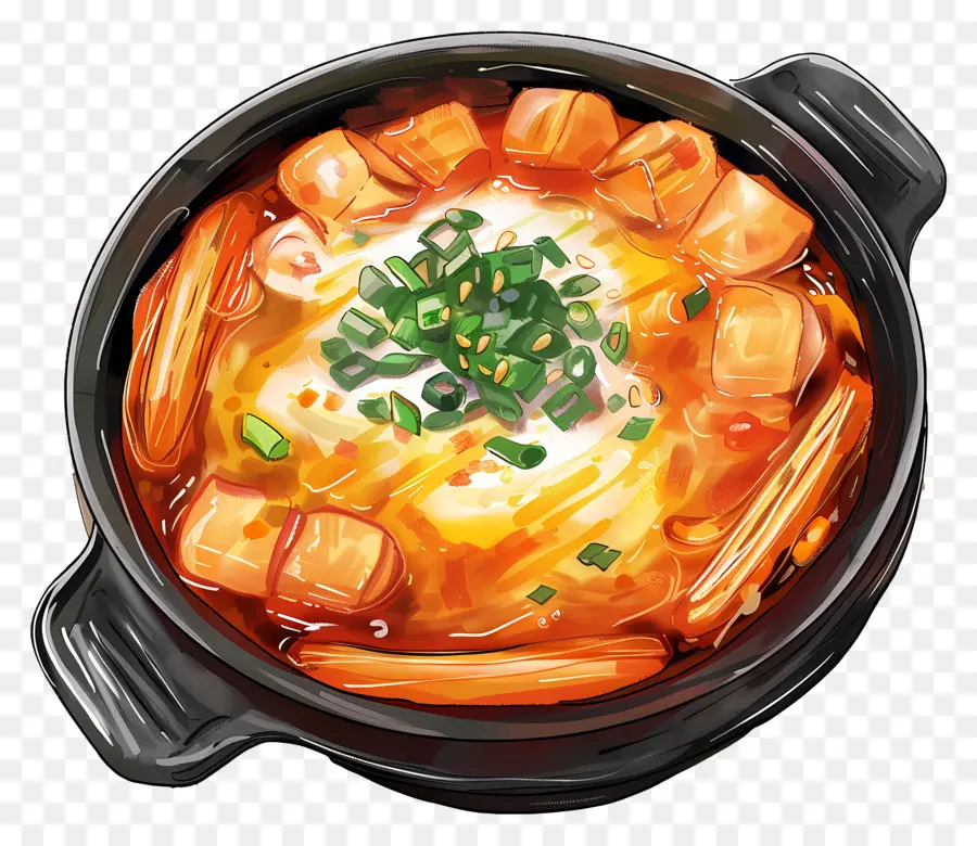 Cheesy Tteokbokki，Olla Caliente PNG