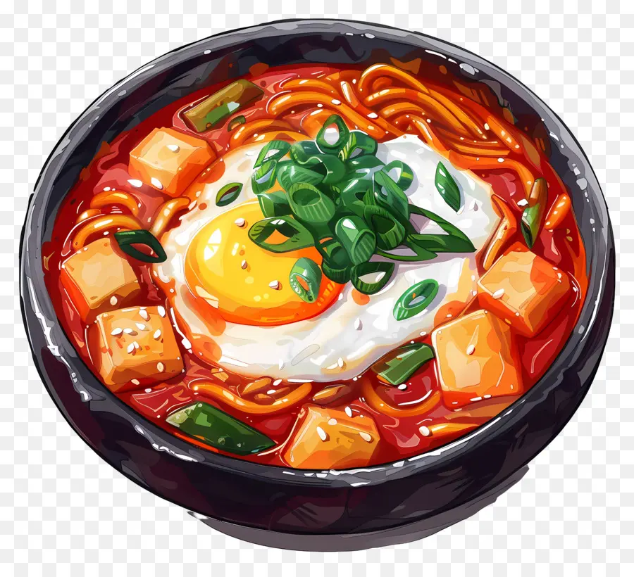 Cheesy Tteokbokki，Sopa De Fideos Picantes PNG