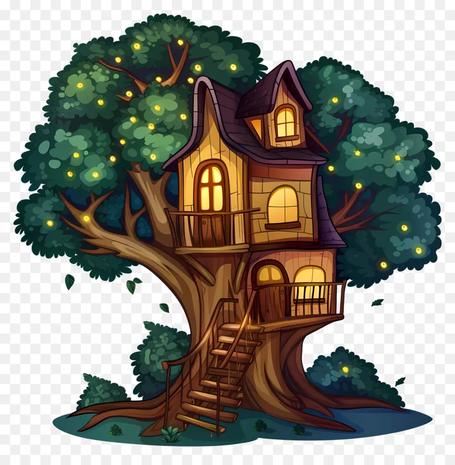 Casa Por La Noche，La Casa En El árbol PNG