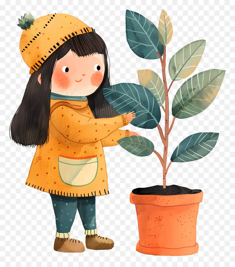 Una Chica Con La Planta，Jardinería PNG