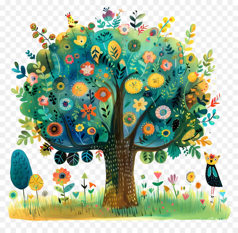 árbol Floreciente，árbol Colorido PNG