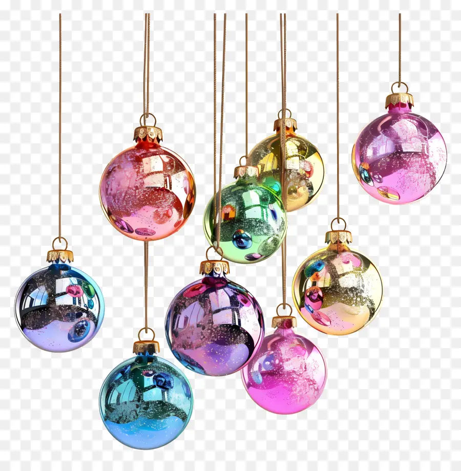 Bolas De Colores De Navidad，Adornos Navideños Coloridos PNG