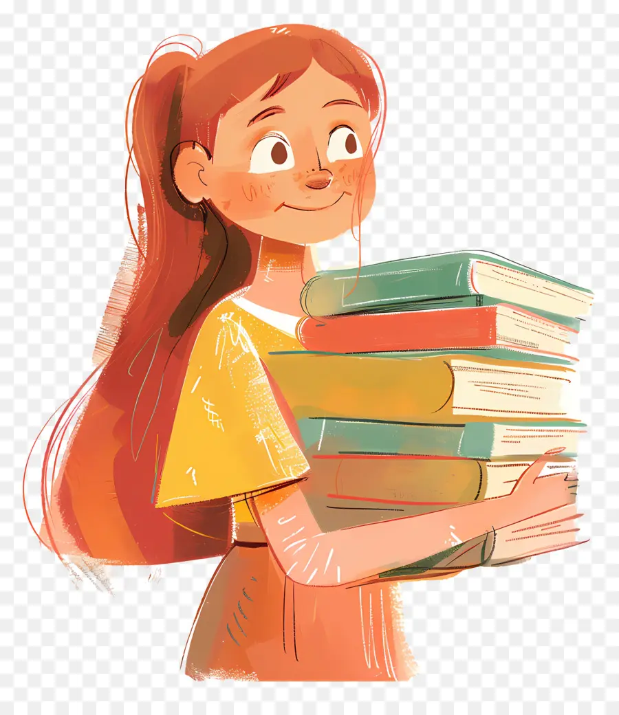 Chica Sujetando Libros，Chica Con Libros PNG