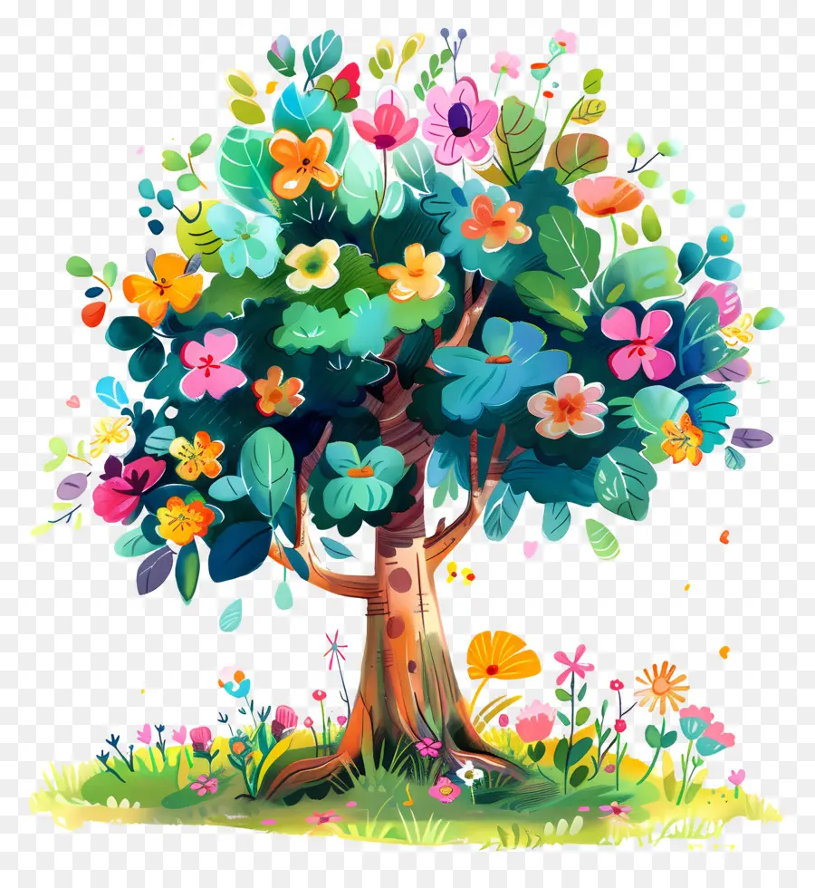 La Floración De árboles，Árbol Con Flores PNG