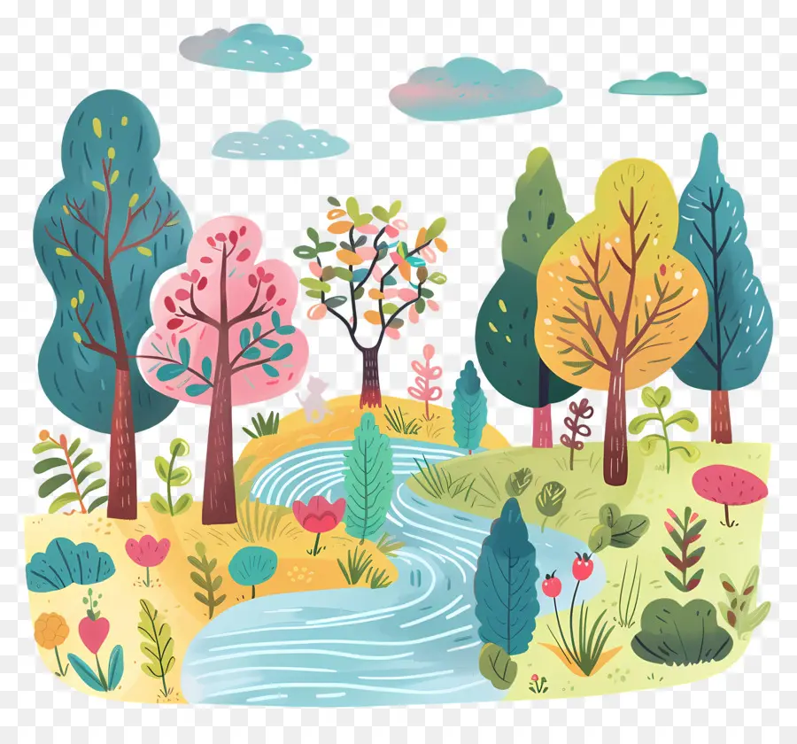 Bosque Fluvial，Bosque Colorido PNG