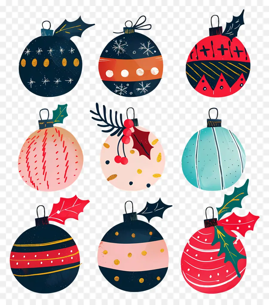 Bolas De Colores De Navidad，Adornos Navideños PNG