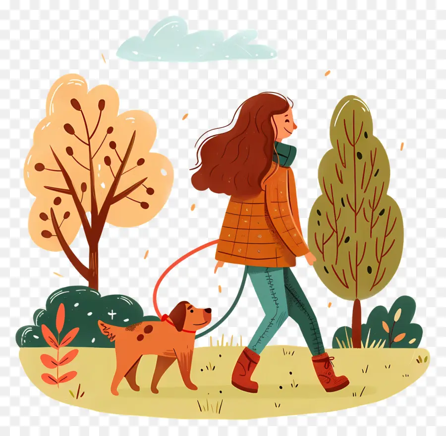 Chica Caminando Con Perro，Mujer Perro Paseando PNG