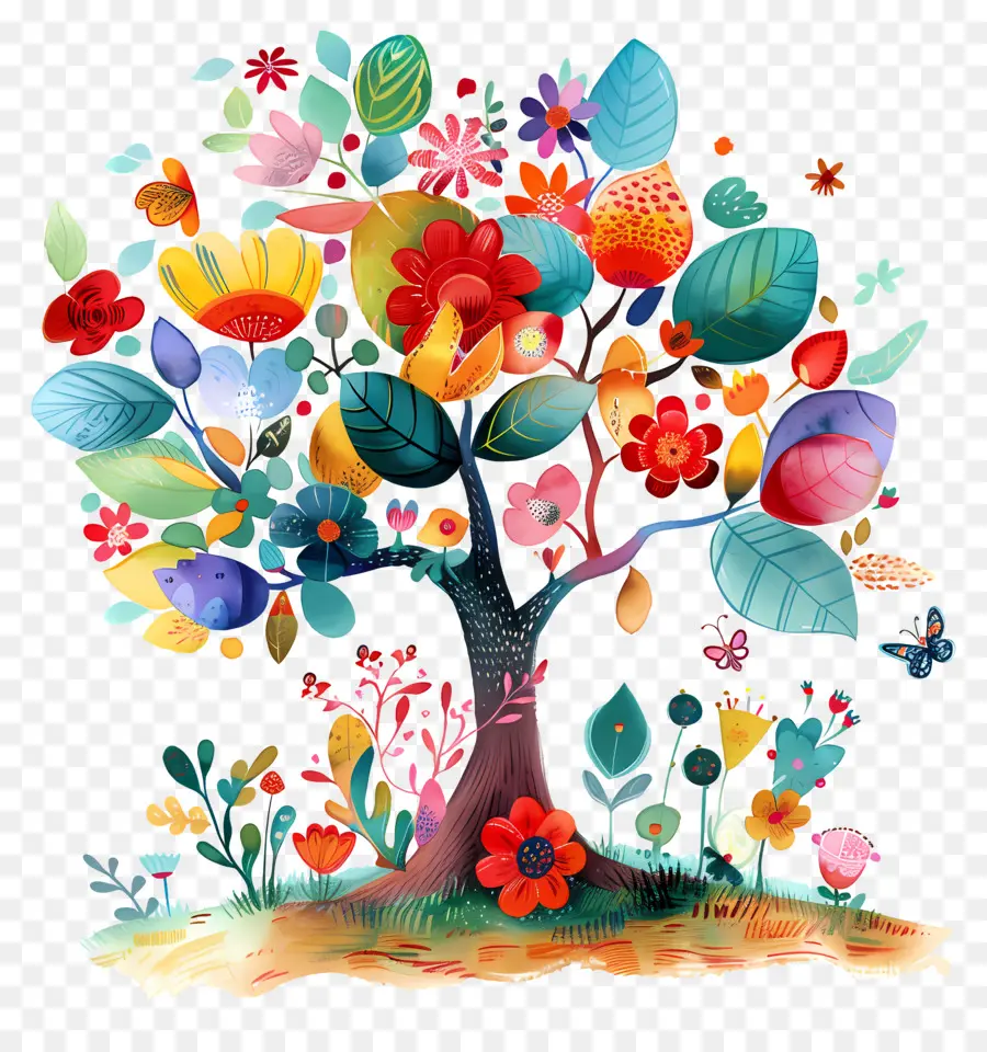 La Floración De árboles，Colorido árbol PNG