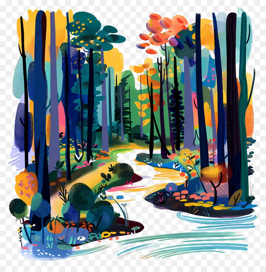 River Forest，Bosque Colorido PNG