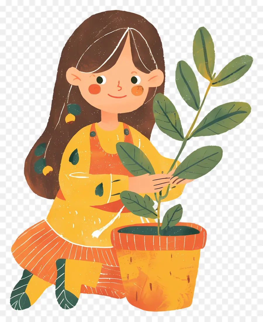 Una Chica Con La Planta，Chica PNG