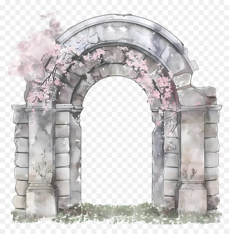 Arco De Flor Rosa，Arco Con Flores PNG