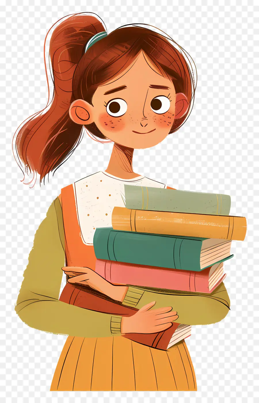 Chica Sosteniendo Libros，Chica Con Libros PNG