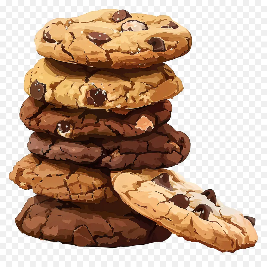 Pila De Galletas，Galletas Con Chispas De Chocolate PNG