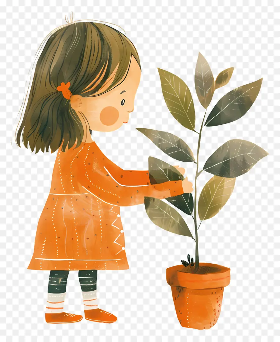 Una Chica Con La Planta，Niño PNG